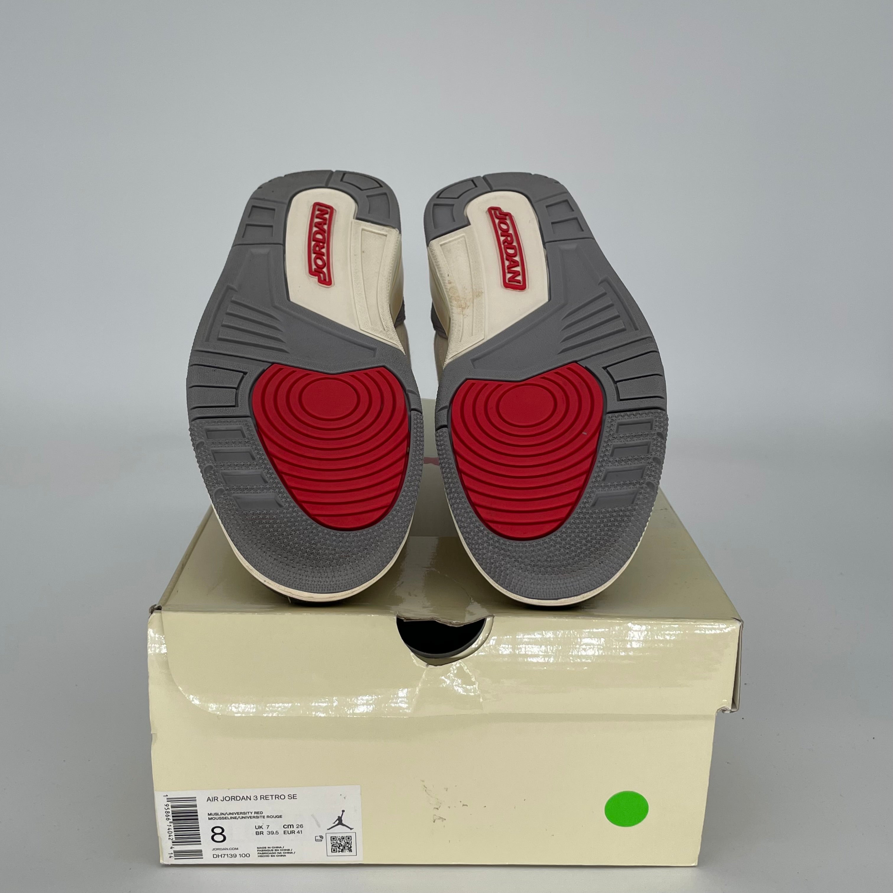 AIR JORDAN 3 MUSLIN Retro Sneakers - Men's Size 8 (DH7139-100) - Authentic Basketball Shoes for Casual Wear & Street Style