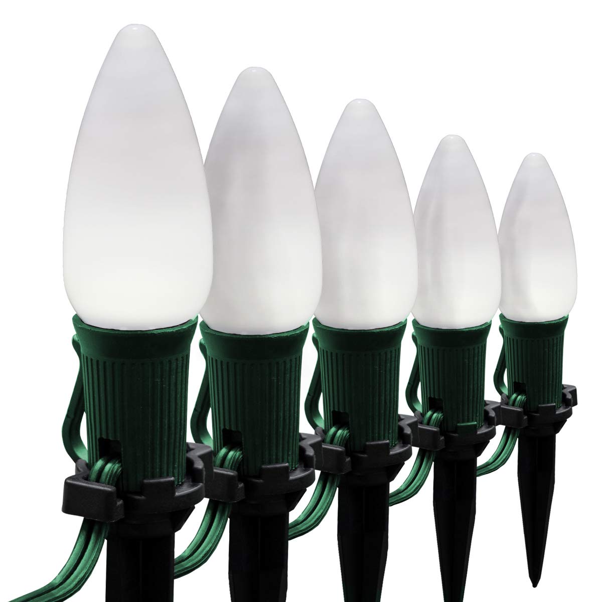 Wintergreen Lighting 25ft OptiCore LED Cool White Smooth/Opaque Pathway Christmas Lights - C9 Outdoor White Holiday String Lights with 4.5