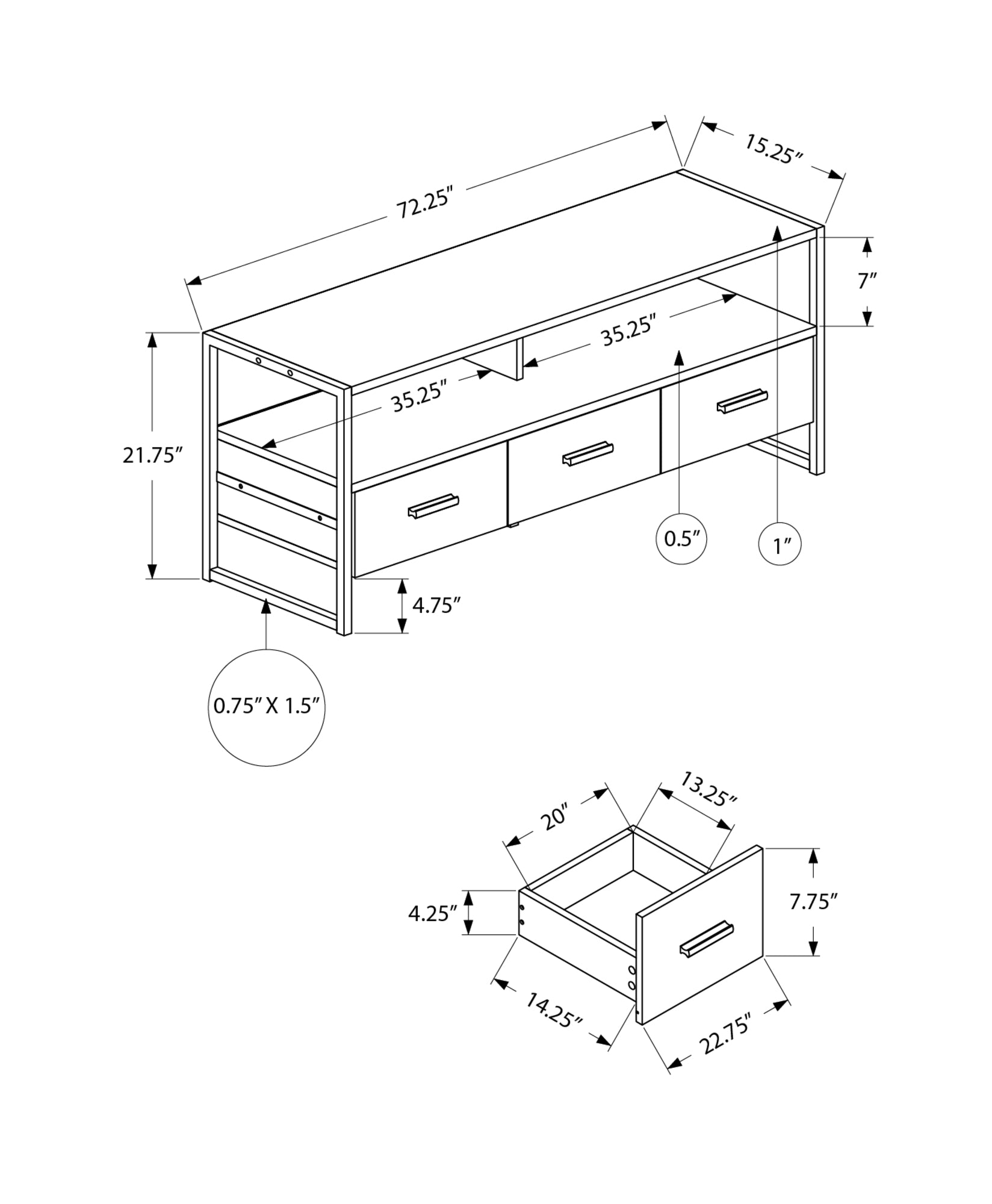 72 Inch Black Laminate TV Stand with Storage Drawers - Modern Entertainment Center for Living Room, Bedroom & Home Theater - Heavy Duty TV Console with Shelves & Cabinets