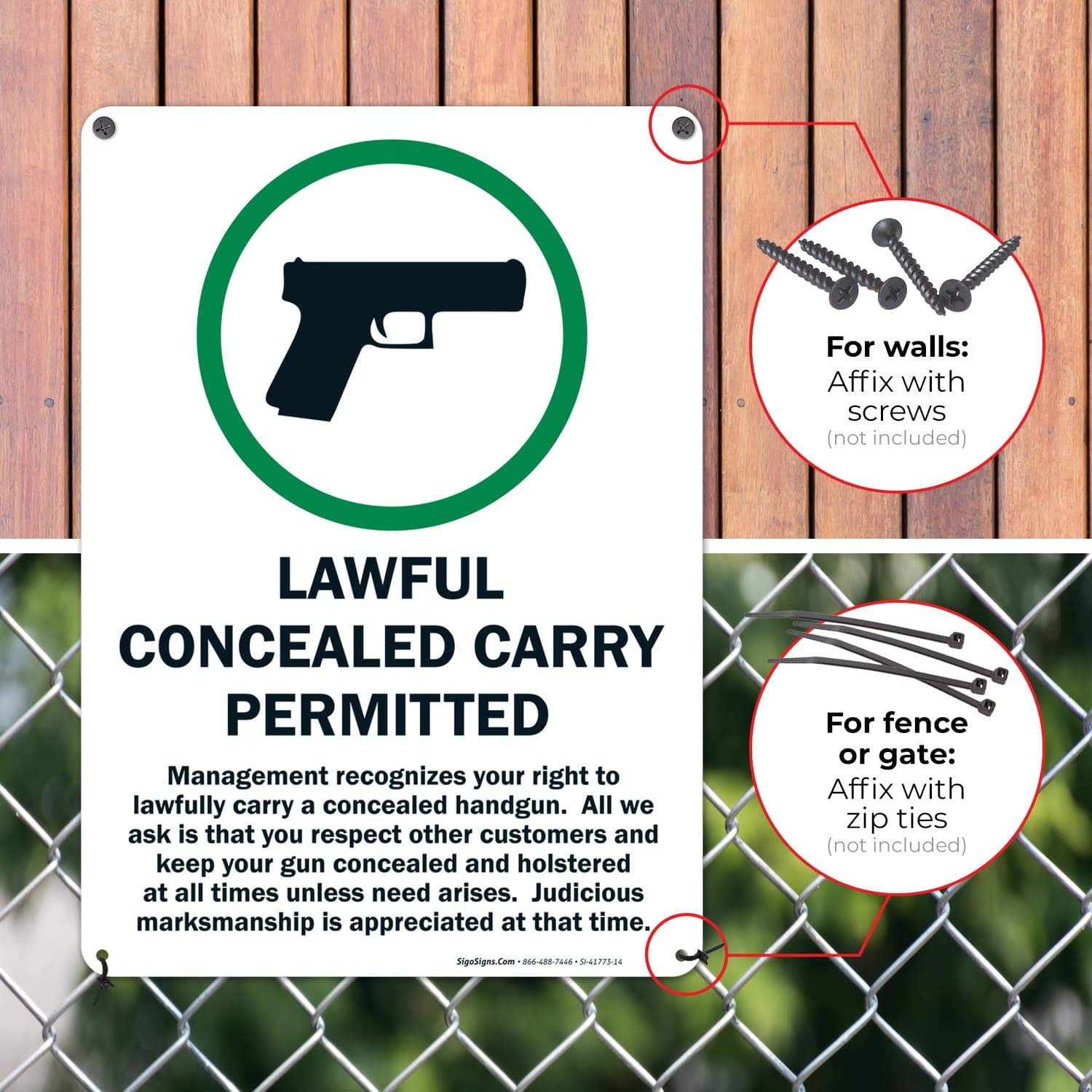 Lawful Concealed Carry Permitted Sign - 10x14 Inches Rust-Free .040 Aluminum - Fade Resistant & Easy Mounting - Indoor/Outdoor Use - Made in USA - Perfect for Gun Shops, Ranges & Private Property Security