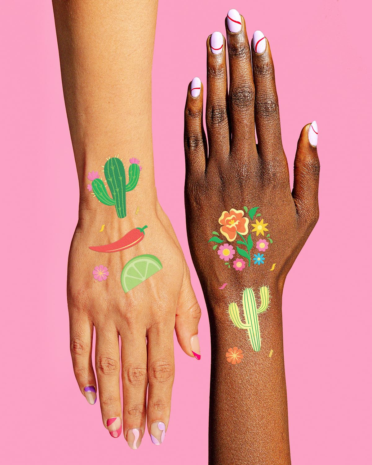 Fetti Fiesta Party Supplies - 52 Metallic Temporary Tattoos for Cinco De Mayo, Bachelorette Parties & Mexican Themed Decorations | Perfect for Celebrations, Festivals & Themed Events