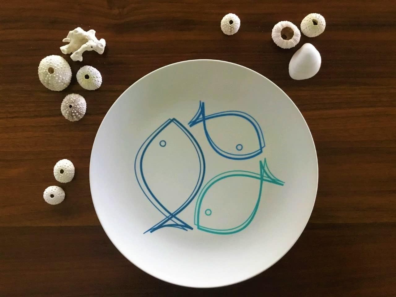Eco-Friendly Bamboo Dinner Plate Set with Fish Design - 6 Pack 10 Inch Plates for Indoor & Outdoor Use - Perfect for Picnics, Parties, and Everyday Dining