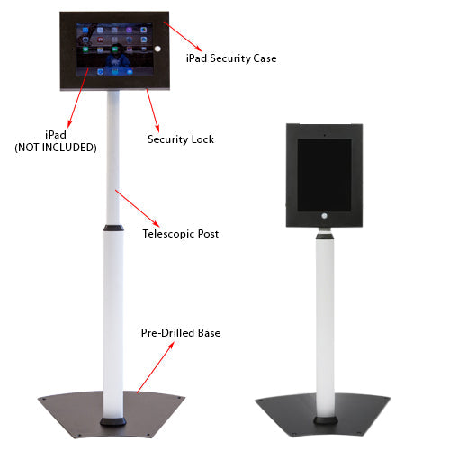 Adjustable iPad Floor Stand Kiosk with Lockable Rotating & Tilting Sign Frame - Perfect for Retail Stores, Exhibitions & Trade Shows