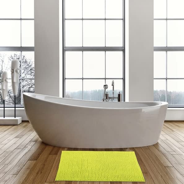 Premium Non-Slip Green Bath Mat 60x40 cm - Super Absorbent, Quick Dry Bathroom Rug for Shower, Tub & Floor - Soft Microfiber Surface for Safety & Comfort
