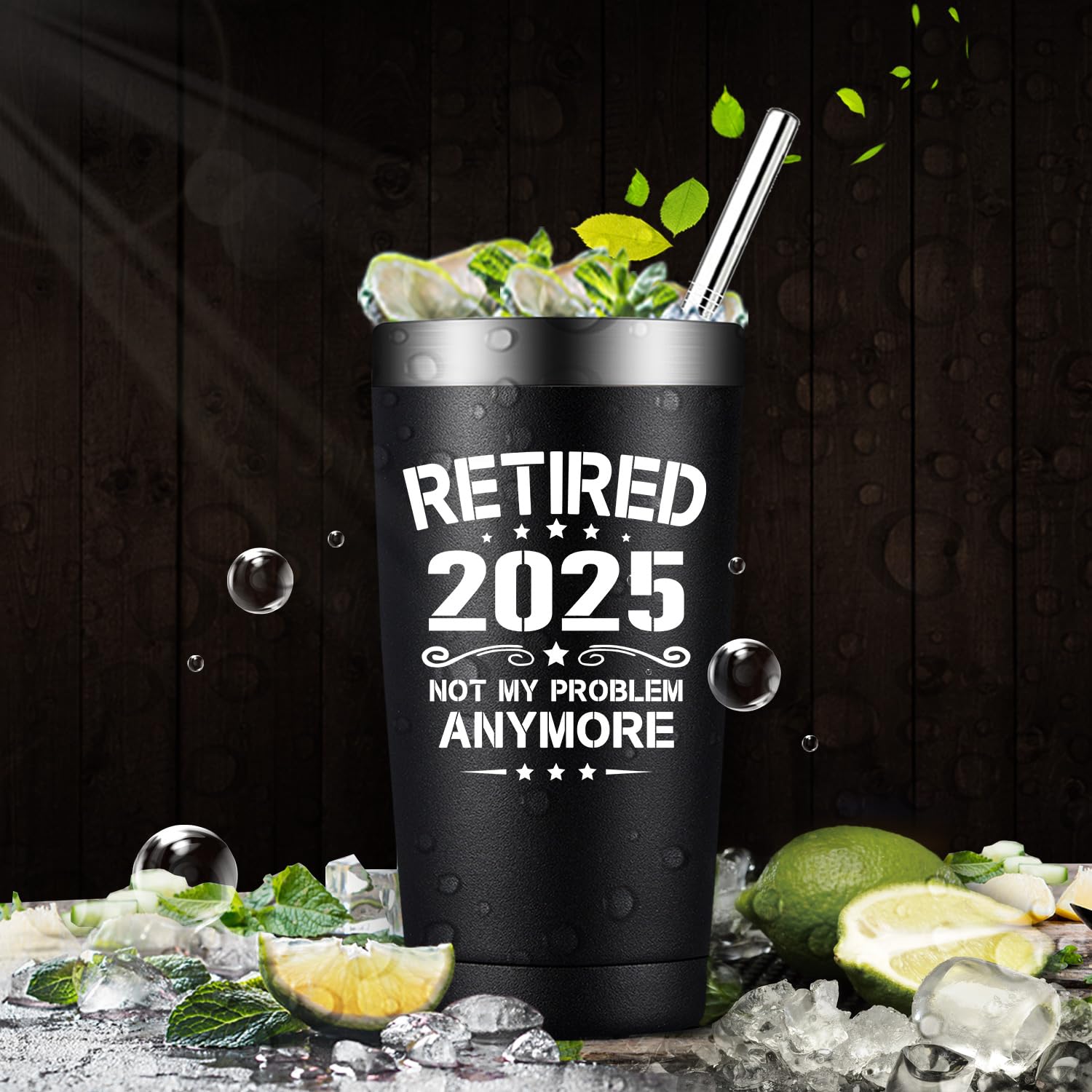 2025 Funny Retirement Gifts for Men - 20oz Insulated Tumbler with 'Not My Problem Anymore' Design - Perfect for Dad, Coworkers, Teachers & Doctors - Great for Office, Home & Travel Use