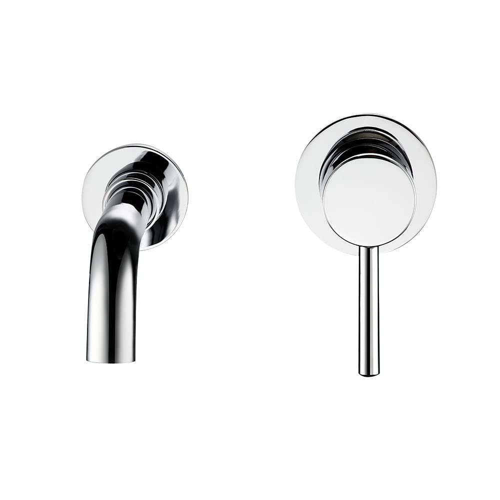 Wall Mounted Single Lever Bathroom Sink Faucet - Hot & Cold Water Mixer Tap with Swivel Spout (150mm, Chrome Silver) - Perfect for Modern Bathrooms, Powder Rooms & Guest Washrooms