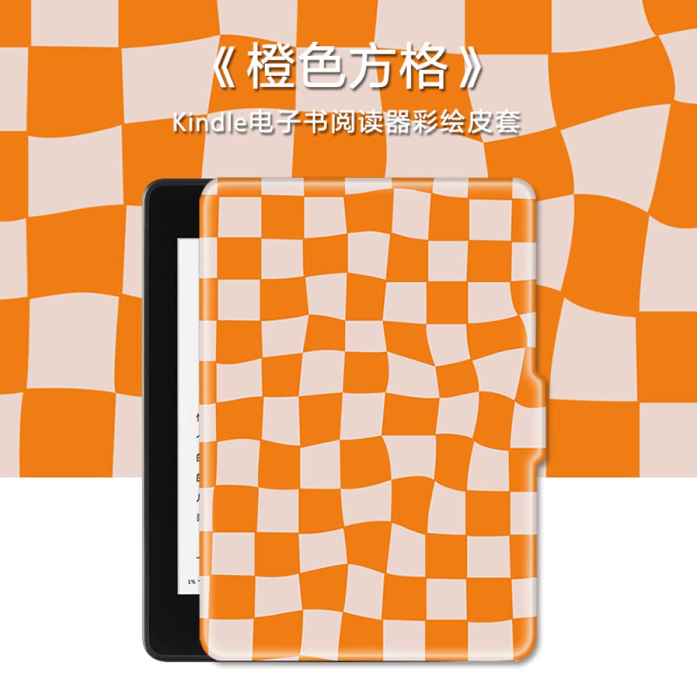 Premium Kindle Protective Case - Shockproof Hard Shell Cover for Kindle Paperwhite 4/Voyage/Oasis (Orange Checkerboard Design) | Lightweight & Anti-Slip Grip | Perfect for Reading at Home, Travel or Commuting