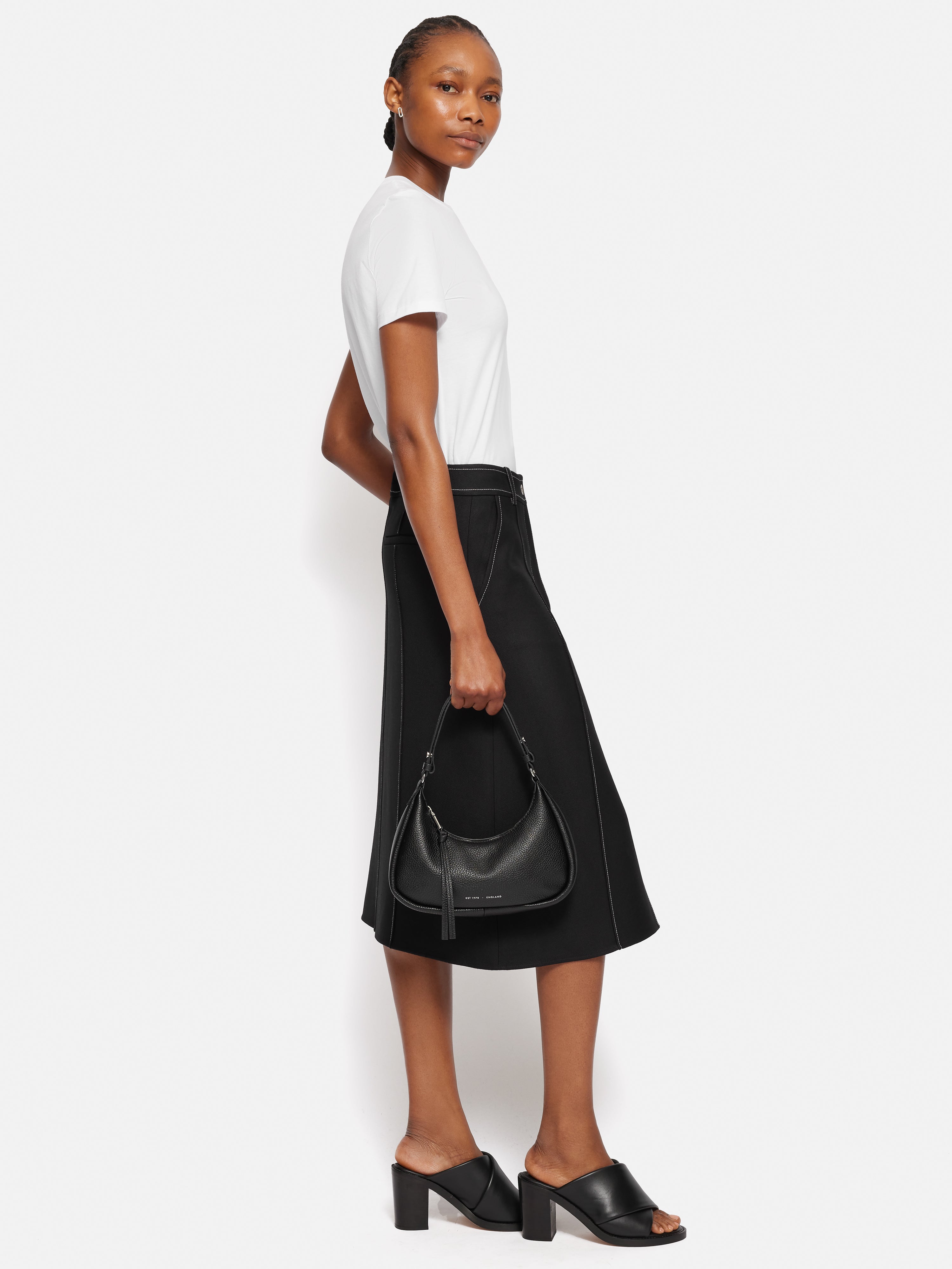 Premium Genuine Leather Crescent Bag - Small Crossbody Purse for Women | Stylish & Compact Black Handbag | Perfect for Everyday Use, Travel & Date Nights