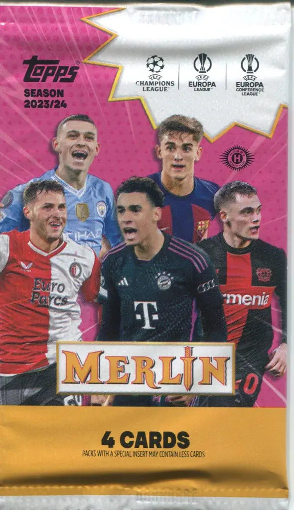2023-24 Topps Chrome UEFA Club Competitions Merlin Soccer Hobby Pack - Single Pack - Collectible Soccer Trading Cards for Fans & Collectors - Perfect for Gifts, Trading, and Display