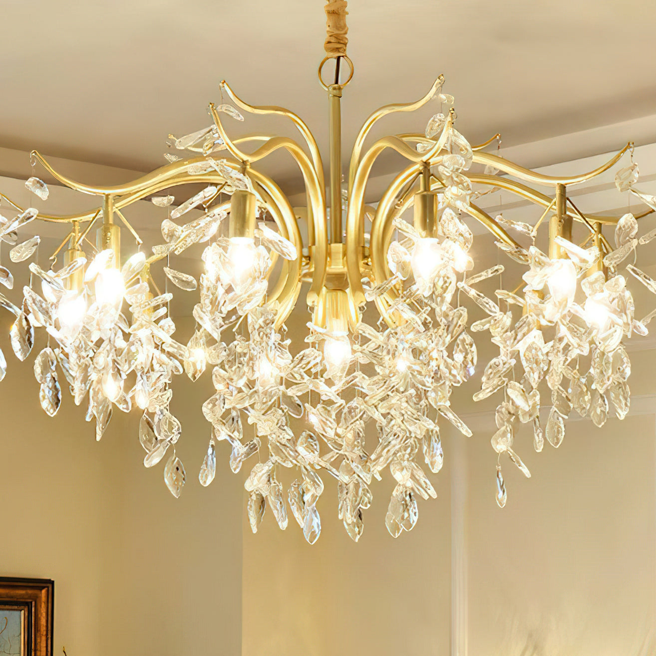Dorale Chandelier - Modern Crystal Ceiling Light Fixture for Dining Room & Living Room | Elegant Lighting for Home Decor & Wedding Venues