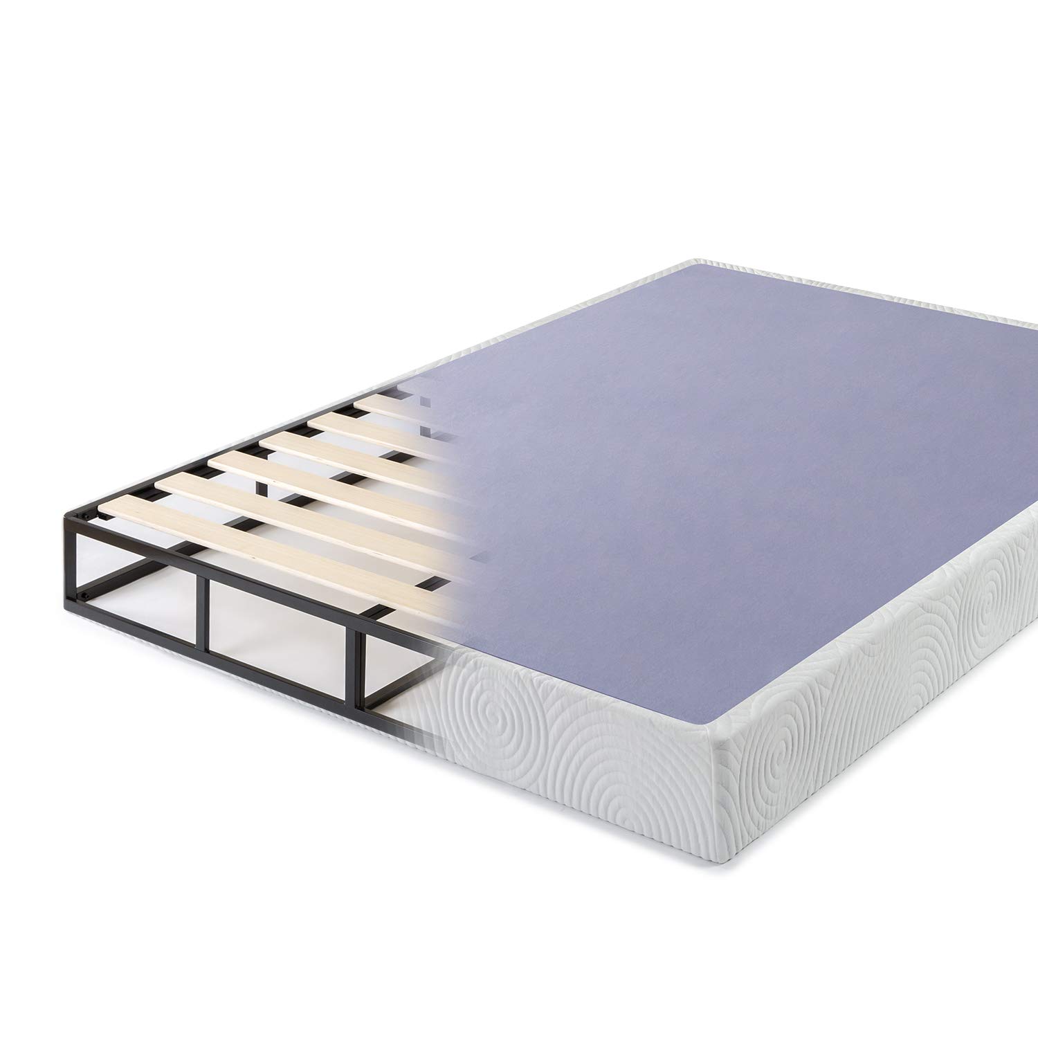 ZINUS 7.5 Inch Metal Box Spring with Wood Slats - Full Size Sturdy Steel Mattress Foundation - Easy Assembly for Bedroom, Guest Room & Dormitory