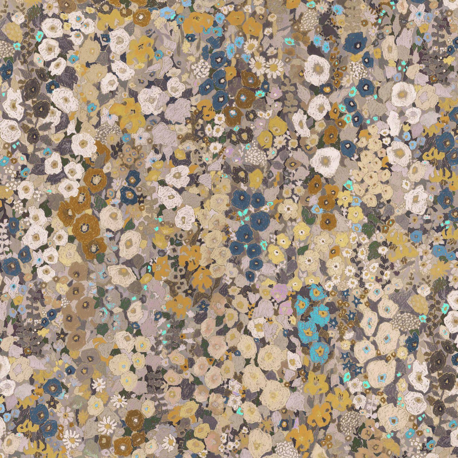 Hollyhocks Floral Wallpaper Sample - Premium Flax Design for Living Room, Bedroom & Home Decor