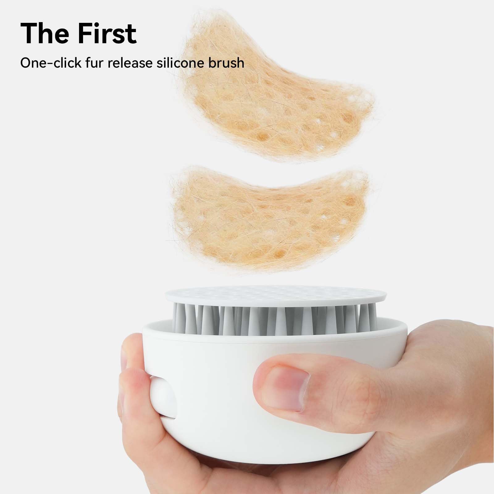 Aumuca Soft Silicone Cat Brush & Dog Brush for Grooming & Massage - Gentle Pet Hair Brush with Release Button for Short to Medium Haired Cats, Dogs, Rabbits - Perfect for Indoor Pets & Stress-Free Grooming Sessions (White)