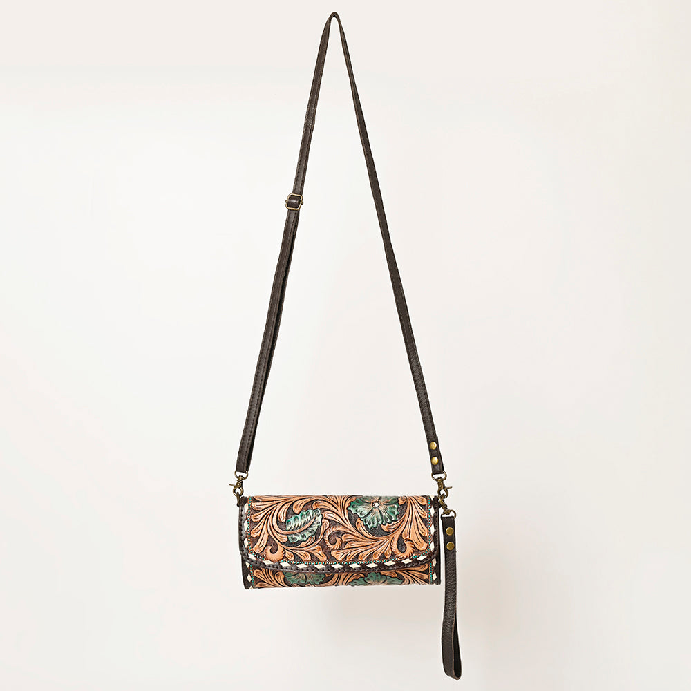 ADBGA489 American Darling Genuine Leather Women's Western Handbag - Hand Tooled Cowhide Purse for Casual Outings, Country Rodeo & Everyday Use