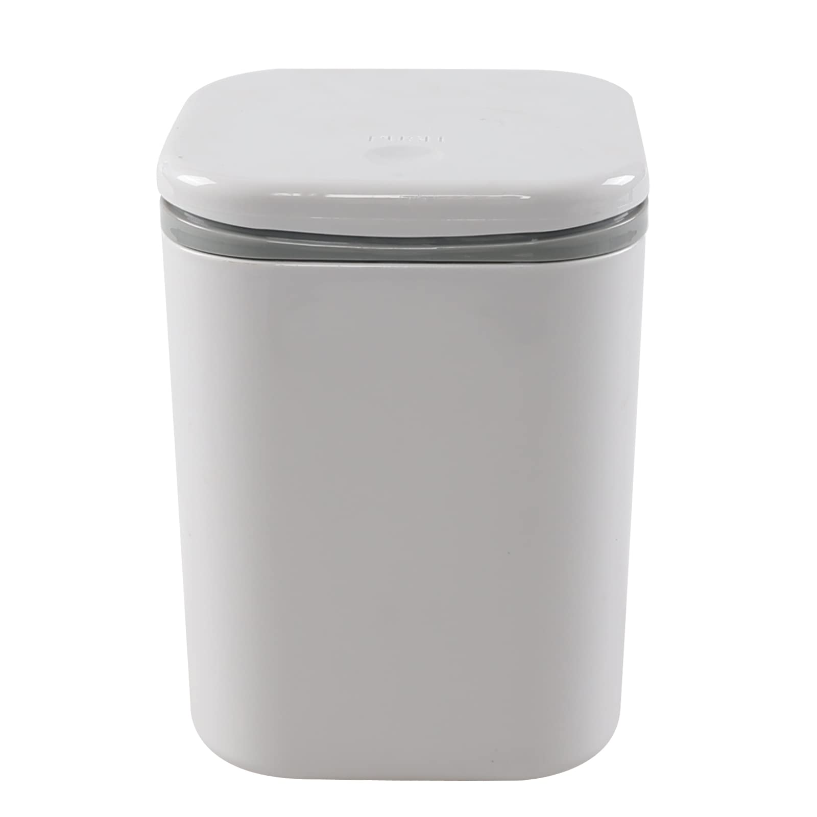 2L Plastic Mini Push-Button Trash Can - 0.5 Gallon Small Waste Bin for Office Desk, Kitchen Counter, Bathroom | Space-Saving Grey Garbage Can for Home & Office Use