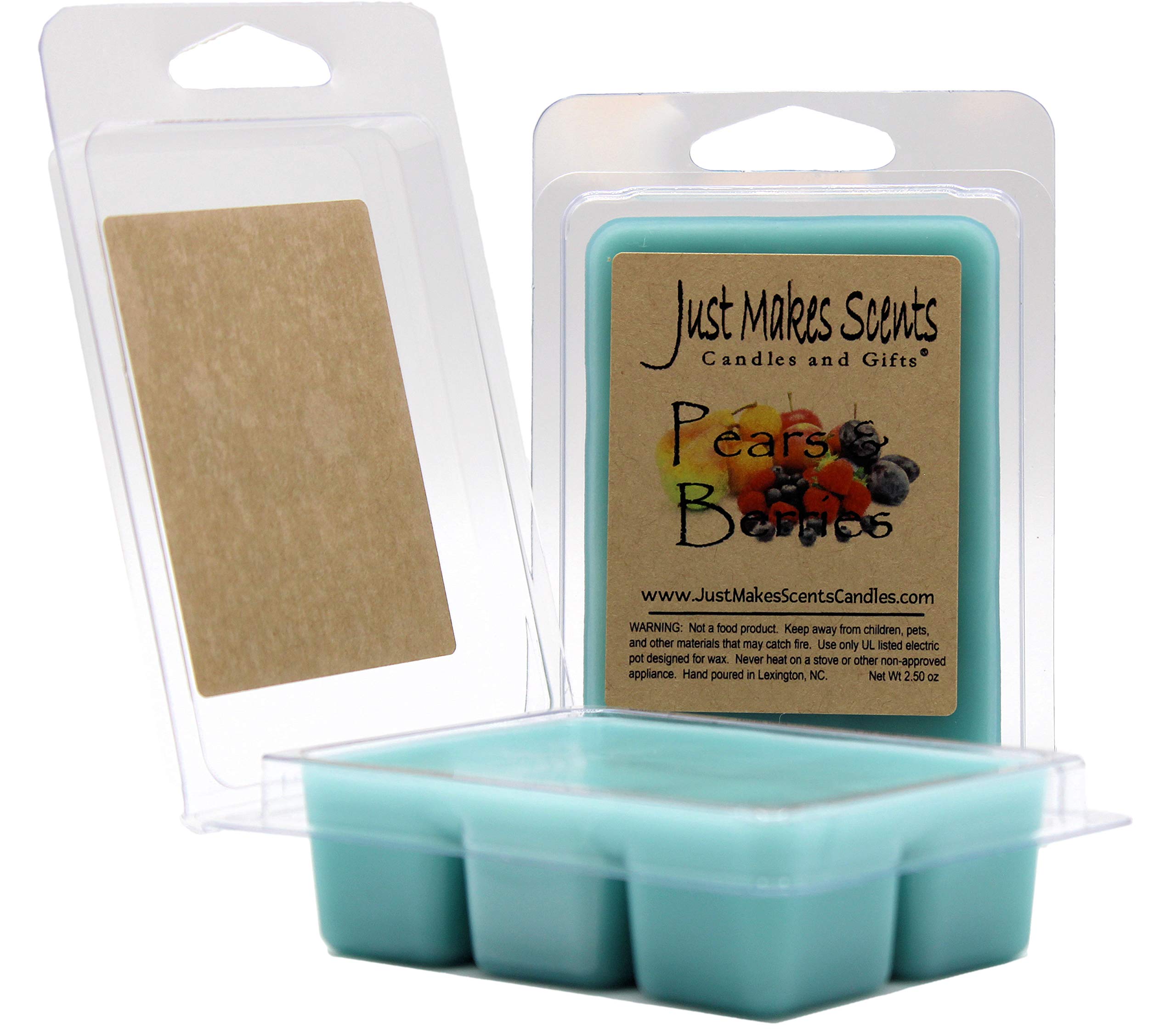Just Makes Scents 2 Pack - Pears & Berries Scented Wax Melts | Hand-Poured Fragrance Wax Cubes for Warmers | USA-Made Home Candles & Gifts for Relaxation, Aromatherapy & Room Decor