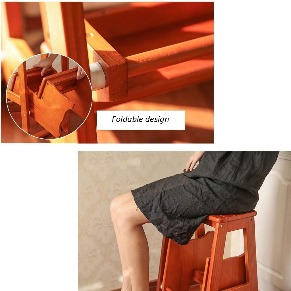 Wooden Folding Step Stool for Kitchen, Adults - Adjustable Ladder Stool with Non-Slip Feet | Multi-Functional Step Chair for Home, Office, Bathroom & Display Shelving | Perfect for Reaching High Cabinets, Organizing & Decorating