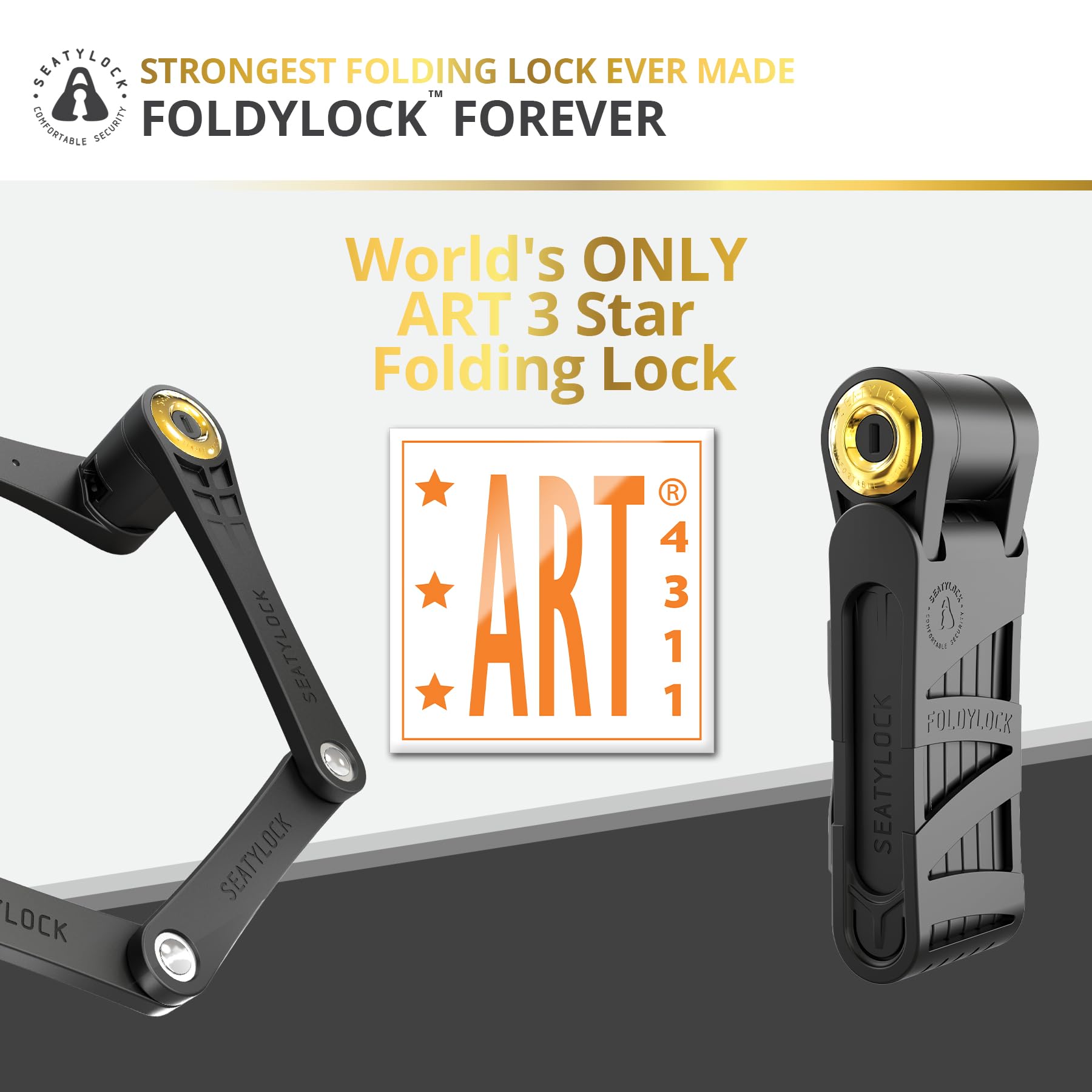 FoldyLock Forever Folding Bike Lock - High Security Sold Secure Gold Rated Bicycle Lock - Heavy Duty Anti-Theft Smart Guard with Keys (90cm/35.4in) - Perfect for Urban Commuting, Cycling Tours & Bike Parking