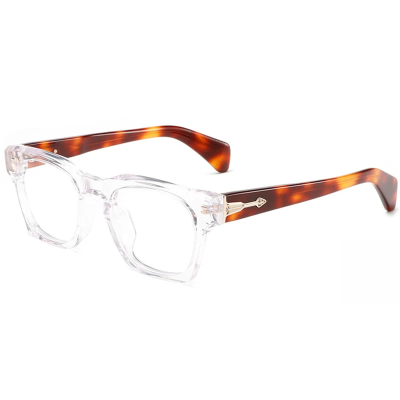 Aror Unisex Full Rim Square Thick Acetate Eyeglasses 49305 - Classic Browline Frames for Men & Women - Perfect for Office, Reading & Fashion Accessories
