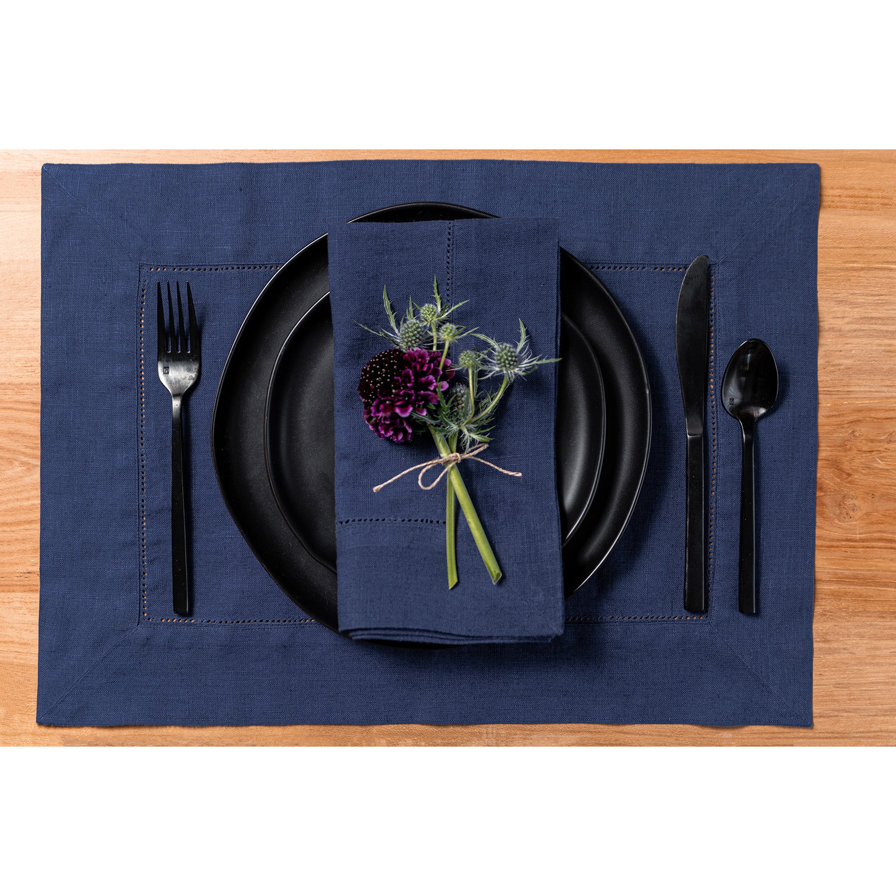 Premium Heavyweight Hemstitch Linen Napkins - Set of 4 - Elegant Dinner Party & Formal Dining Table Decor