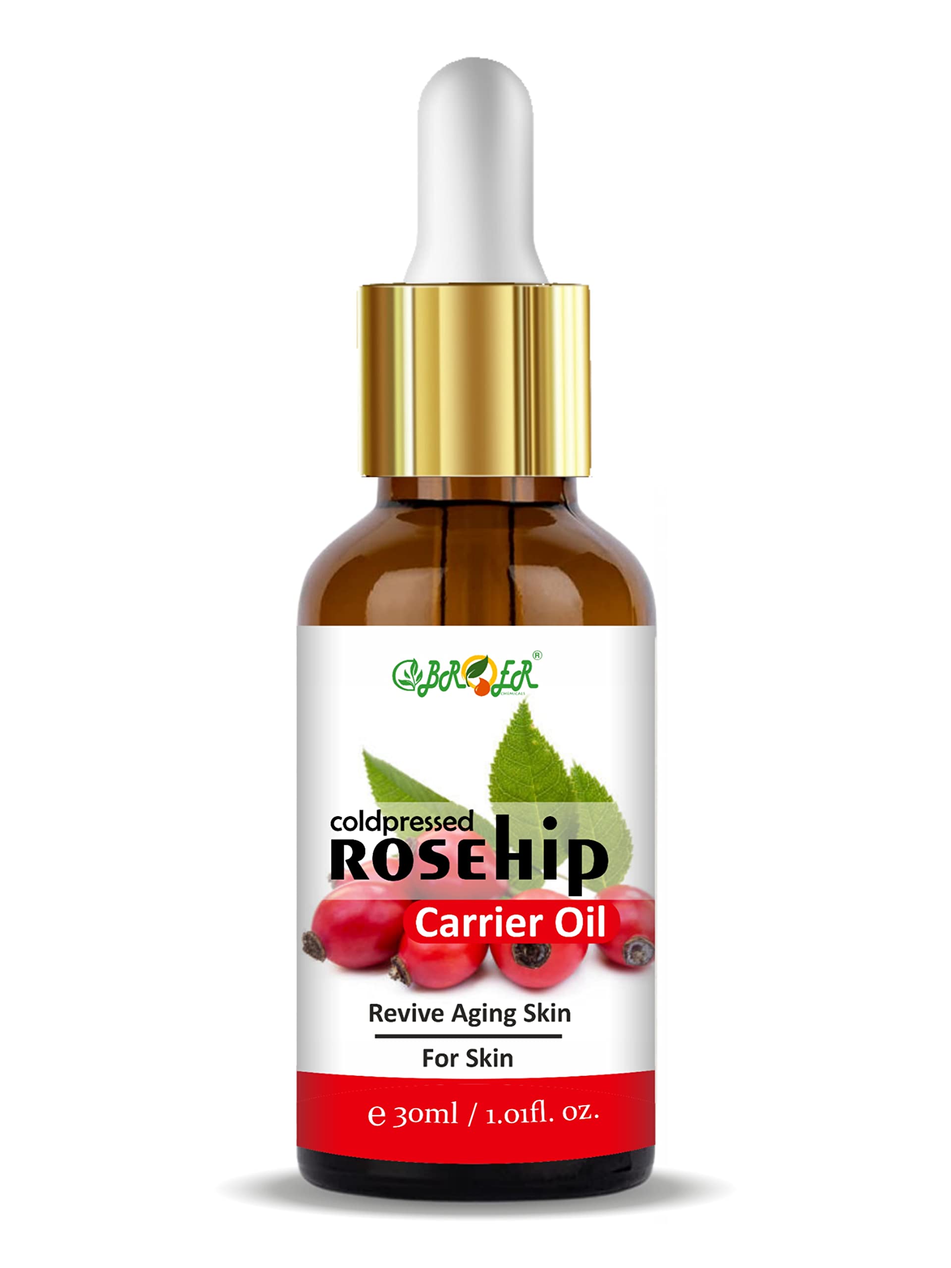 BROER 100% Pure Cold Pressed Rosehip Oil for Face & Skin - Natural Anti-Aging Treatment for Wrinkles, Fine Lines & Dark Circles | 2-Pack 60ml Bottles | Perfect for Night Routine & Under Eye Care