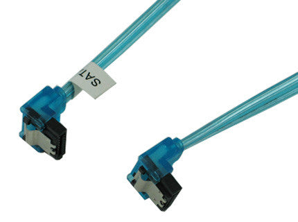 OKGEAR 36 inch SATA 3.0 Cable - Right Angle to Right Angle Connector - UV Blue Color (GC36AUBM22) - Perfect for PC Builds, Gaming Rigs & Server Upgrades