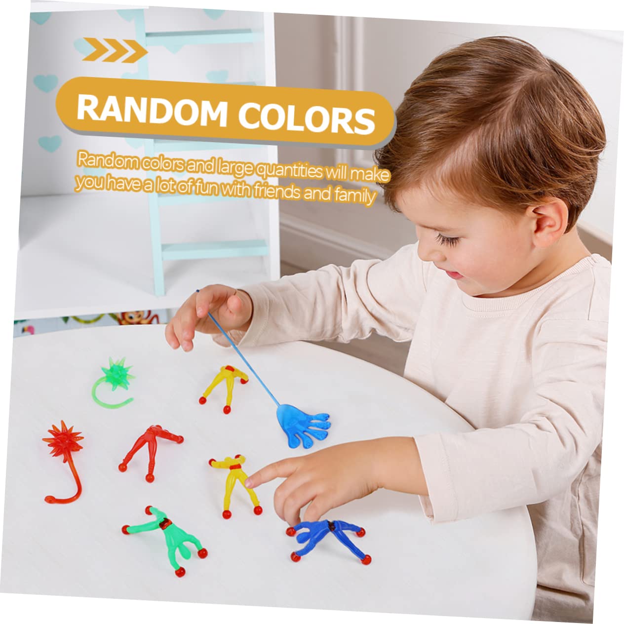 108-Piece Sticky Toy Set - Expandable Stretchy Sensory Toys for Kids, Pets & Stress Relief - Window Sticky Hands, Chenille Balls, PP Man & Spider - Fun Party Favors & Classroom Rewards