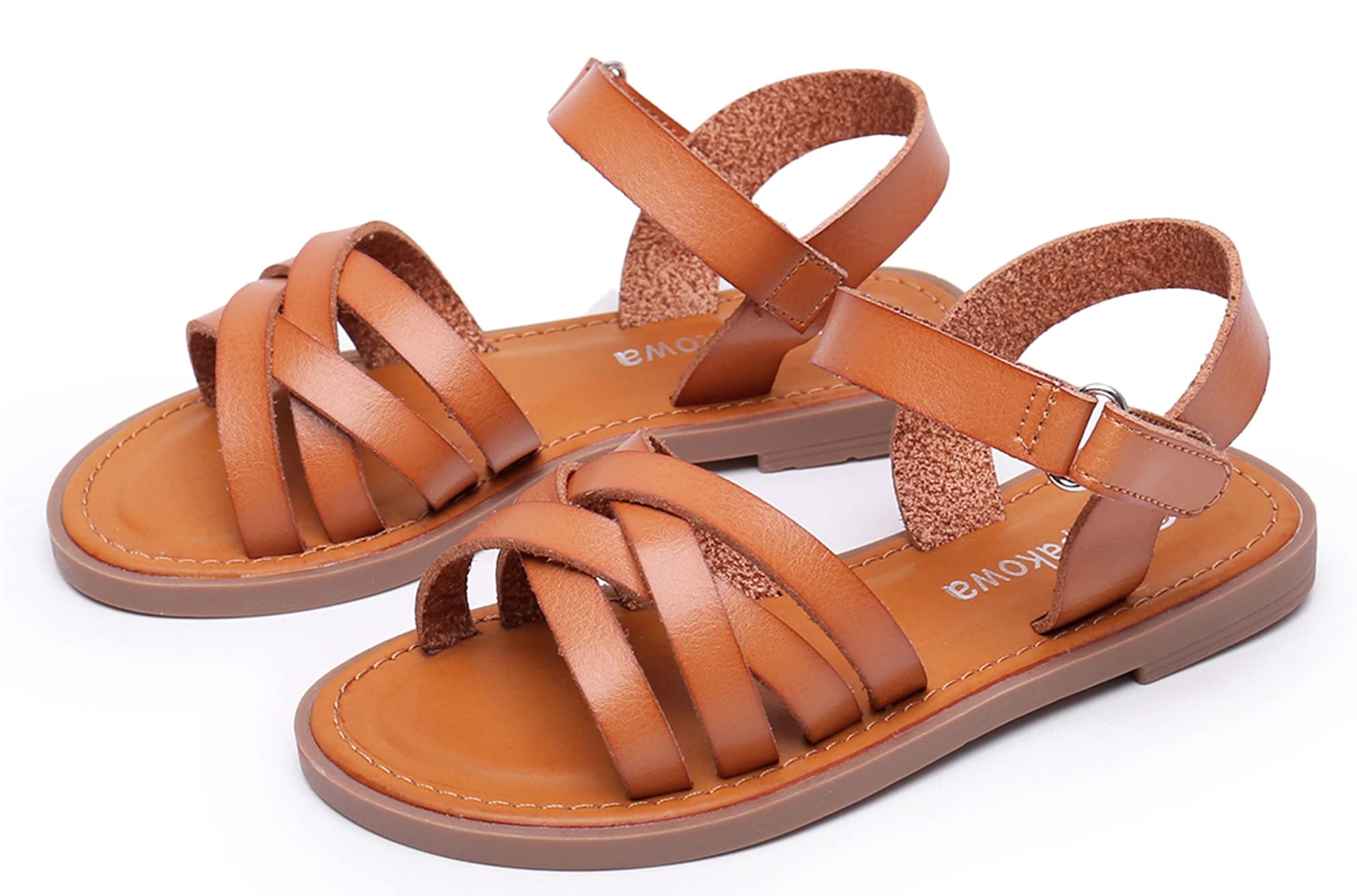 **Apakowa Girls' Open Toe Princess Flat Sandals - Strappy Summer Shoes for Toddler, Little Kid & Big Kid - Perfect for Beach, Park & Casual Outings**