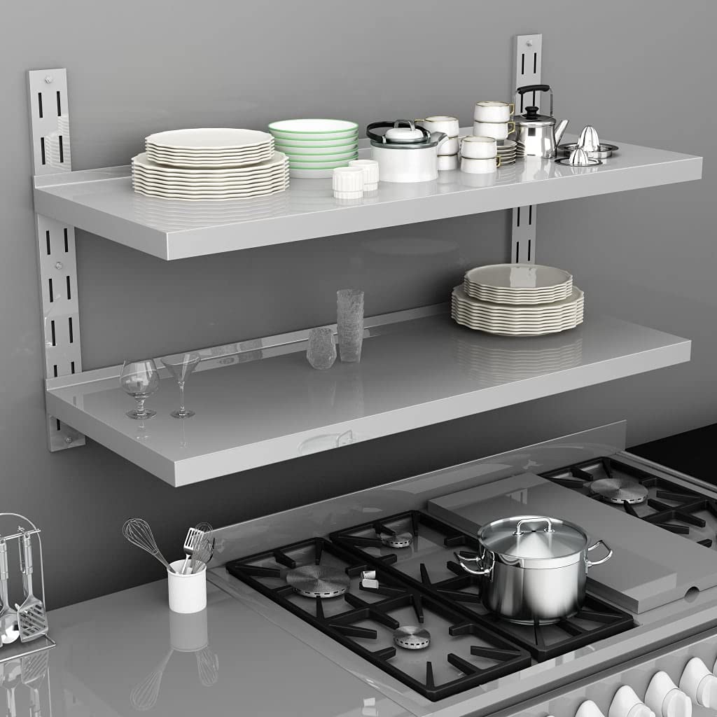 Stainless Steel 2-Tier Floating Wall Shelf (47.2