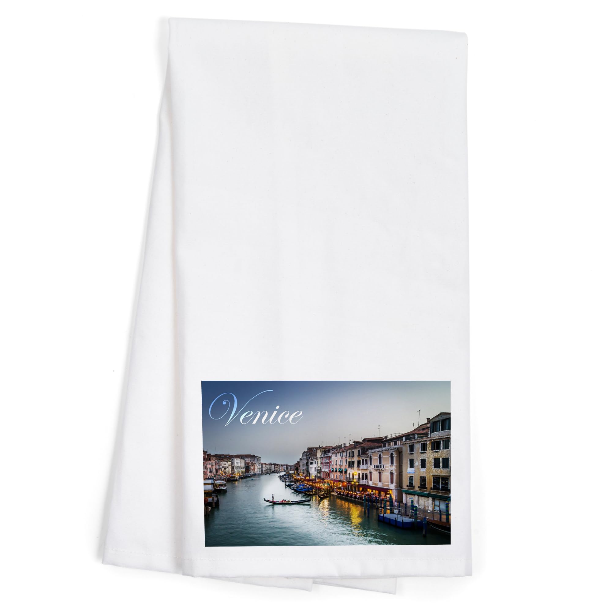 Venice Italy River at Sundown 100% Cotton Tea Towel - Decorative Hand Towel for Kitchen & Home Decor - Perfect for Dish Drying, Gift Giving, and Farmhouse Style Kitchens