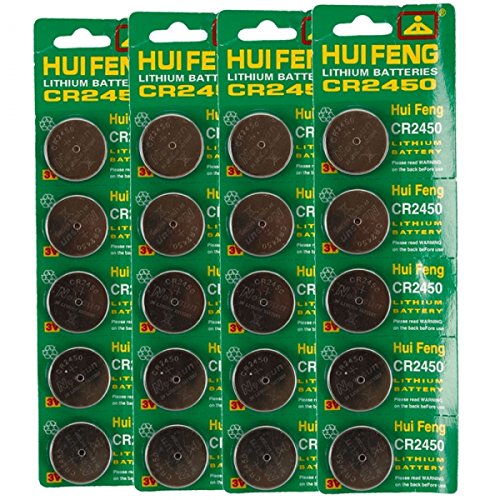 20Pcs CR-2450 3V Lithium Coin Cell Batteries - Long Lasting Power for Watches, Calculators & Key Fobs - Silver Button Batteries for Home & Office Use