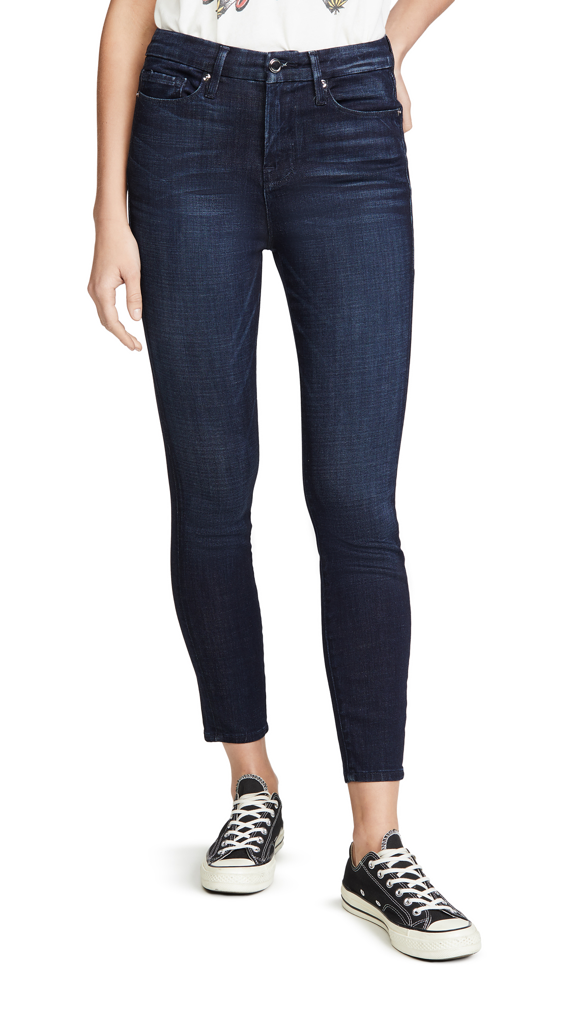 Good American Women's Good Waist High-Rise Crop Jeans | Stretchy Denim Pants for Casual Wear & Night Out | Perfect for Summer & Date Nights