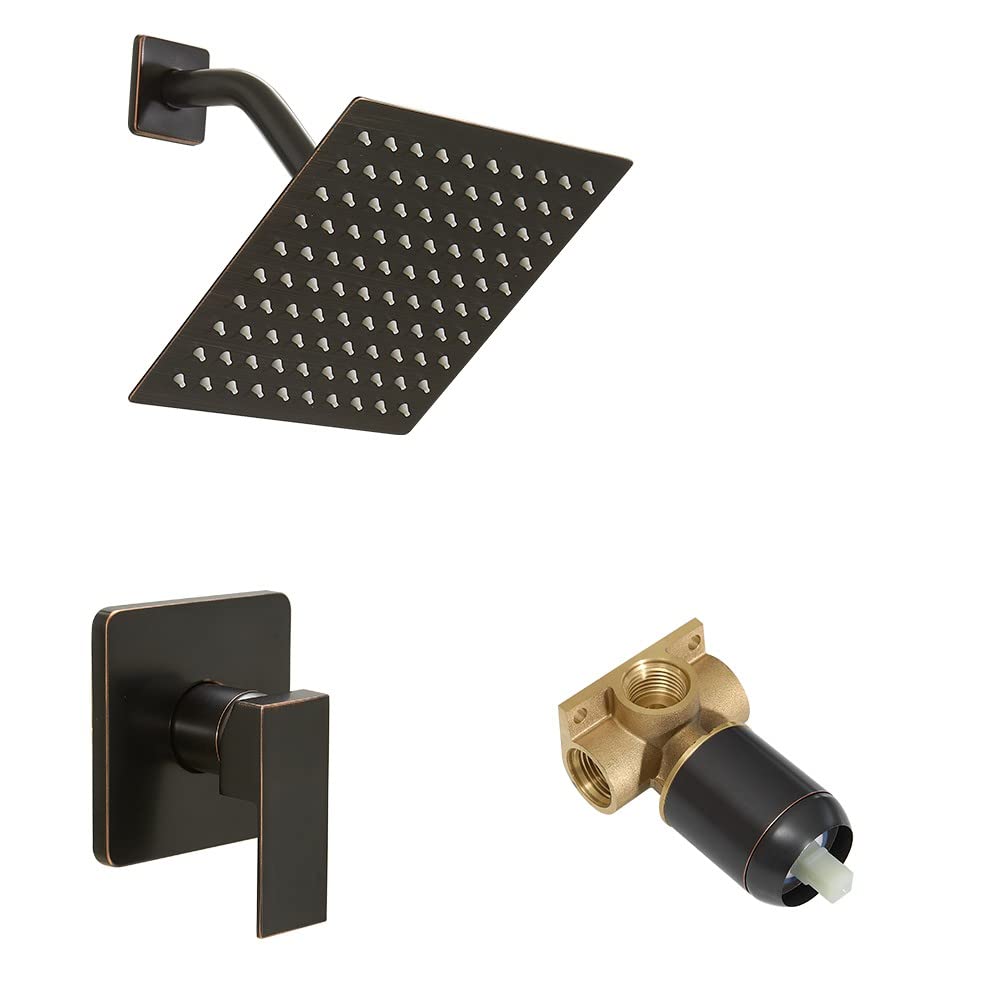 Oil Rubbed Bronze Shower Faucet Set - Stainless Steel Rainfall Shower System with Single Function Trim Kit & Rough-in Valve for Modern Bathroom | Perfect for Spa-Like Shower Experience & Luxury Home Renovation