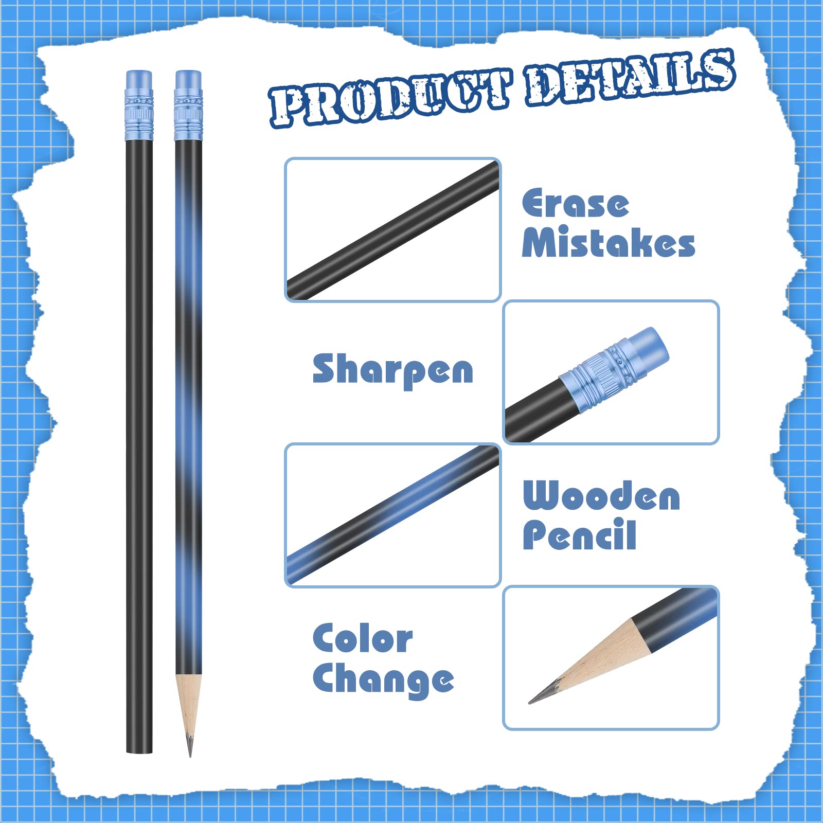 Outus 120pcs Color Changing Mood Pencils - Thermochromic 2B Pencils with Eraser for School & Art