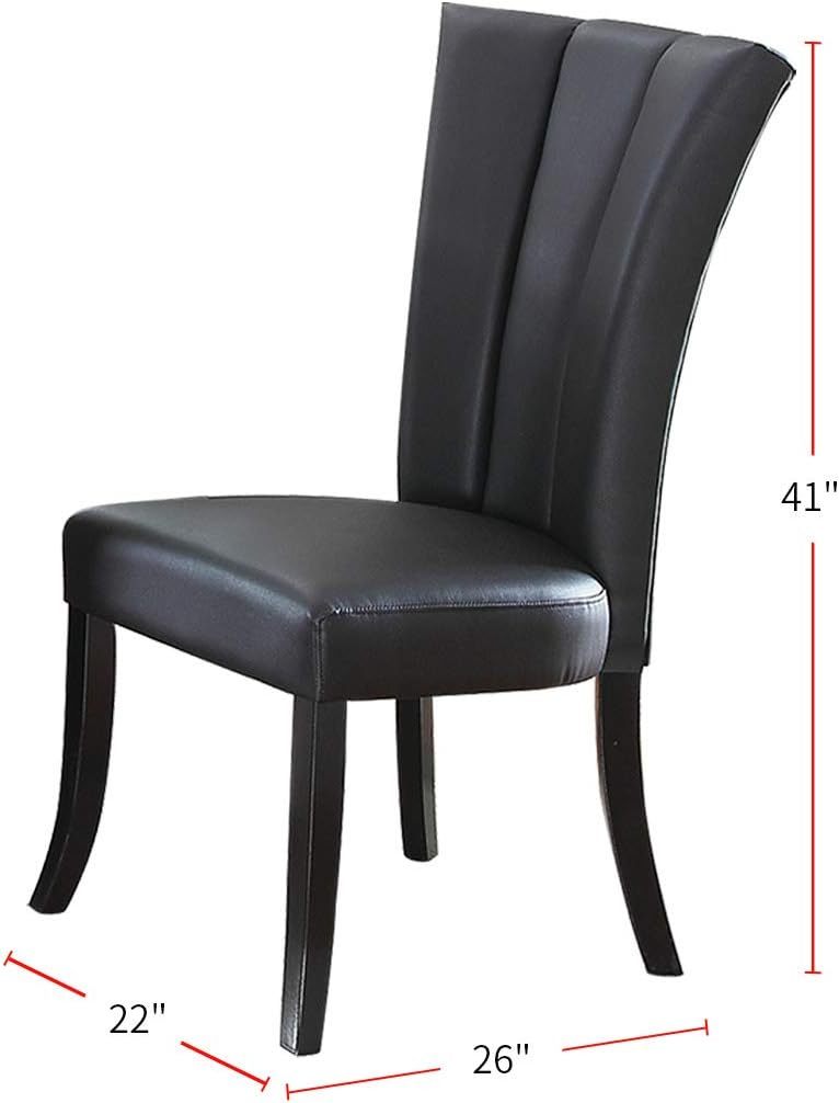 2-Piece Black Faux Leather Dining Chairs Set with Wide Flair Back - Modern Upholstered Side Chairs for Kitchen, Dining Room, or Office Seating