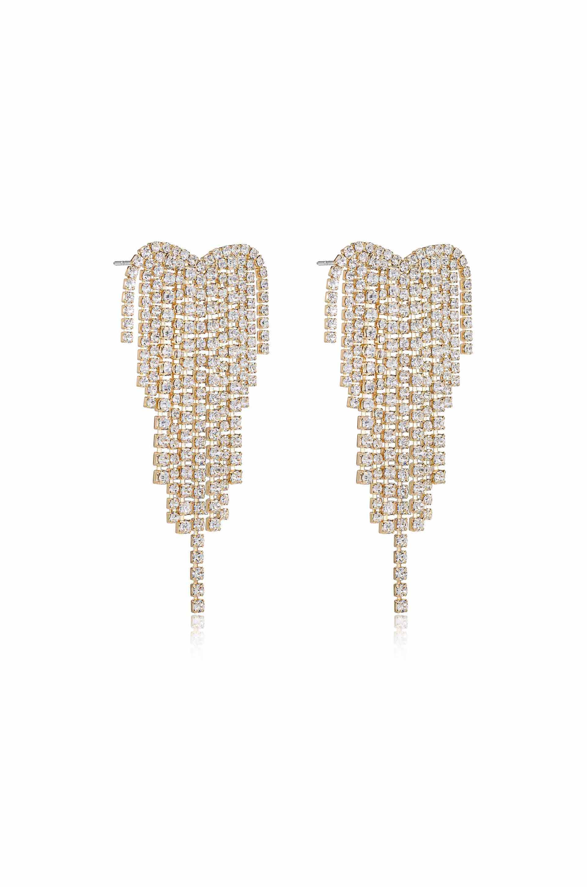 Gala Crystal Fringe Earrings for Women - Elegant Dangling Beaded Party Jewelry - Perfect for Weddings, Prom, Evening Events & Special Occasions