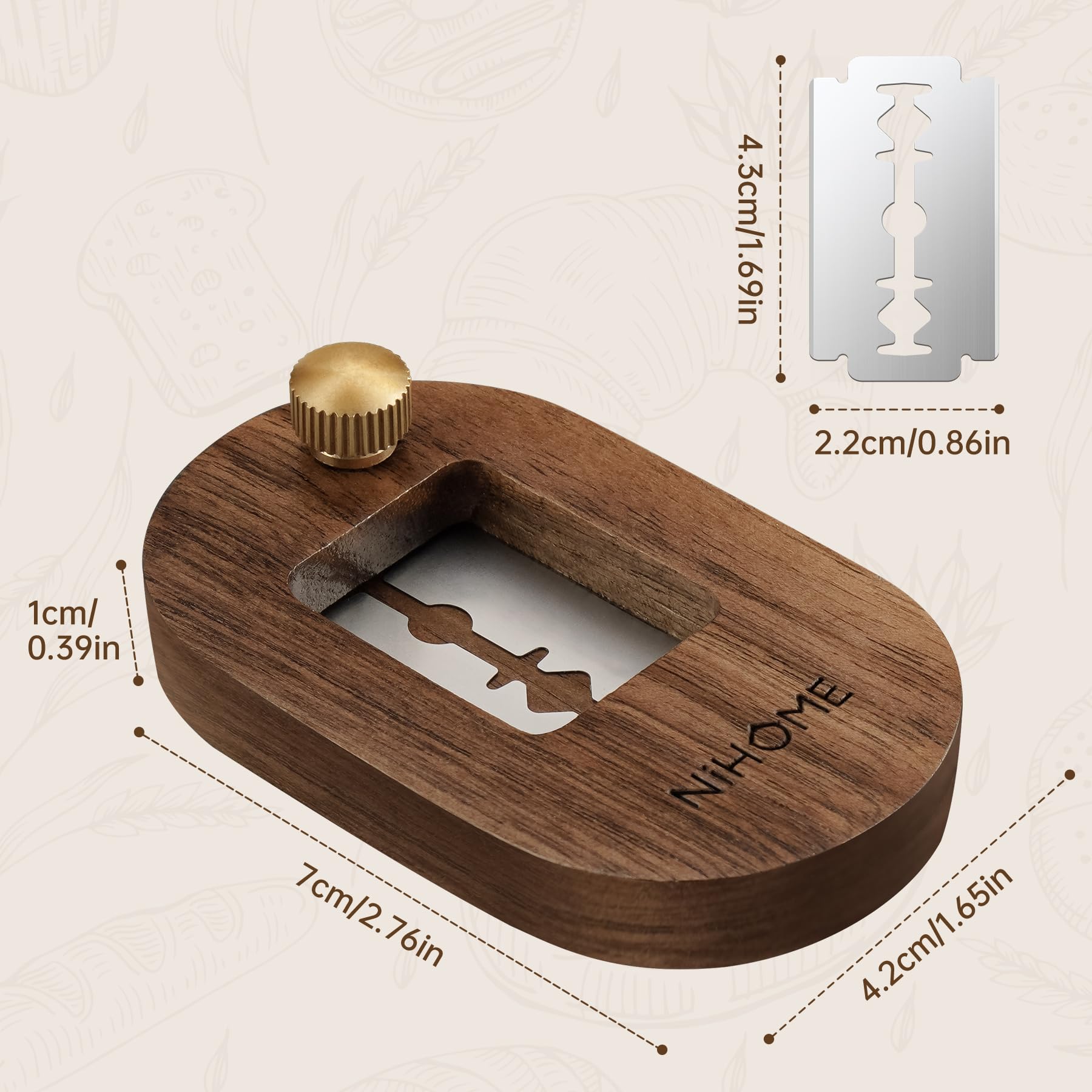 NiHome Bread Lame with Extendable Blade & Magnetic Back - Push-Pull Design for Secure Blade Locking - Walnut Wood Handle for Easy Scoring - Perfect for Sourdough, Baguettes, Pastries & Food Art - Ideal for Home Bakers & Professional Kitchens