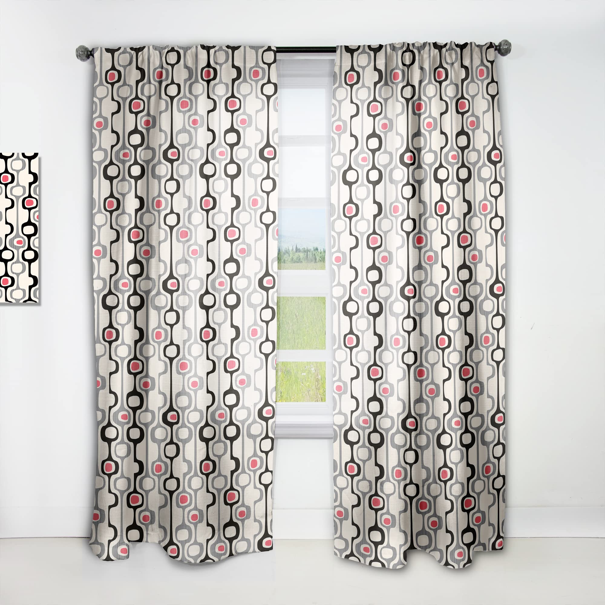 DesignQ Blackout Curtains - Retro Abstract Design IX - Thermal Insulated Bedroom & Living Room Curtains - Single Panel 52x84 - Perfect for Home Theater, Nursery & Light-Sensitive Sleepers