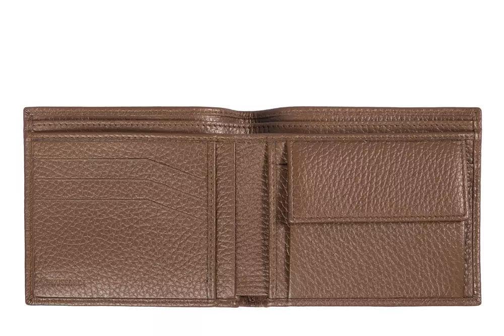 Trussardi Men's Genuine Calf Leather Wallet - Slim Bifold Design 11.8x10x1.8cm - Luxury RFID Blocking Billfold for Everyday Use & Travel