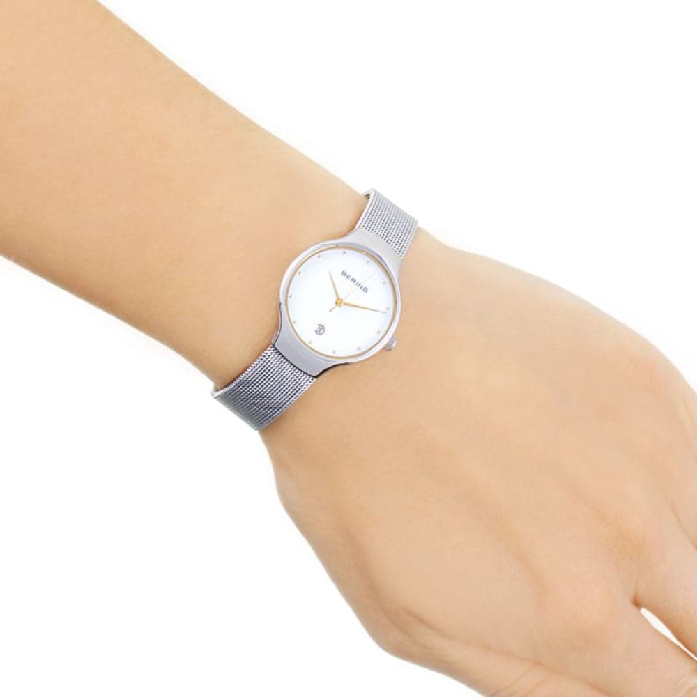 BERING 13326 001 Classic Women's Watch - Slim Minimalist Stainless Steel Mesh Band Analog Watch with Sapphire Crystal - Perfect for Office, Business Meetings & Everyday Wear