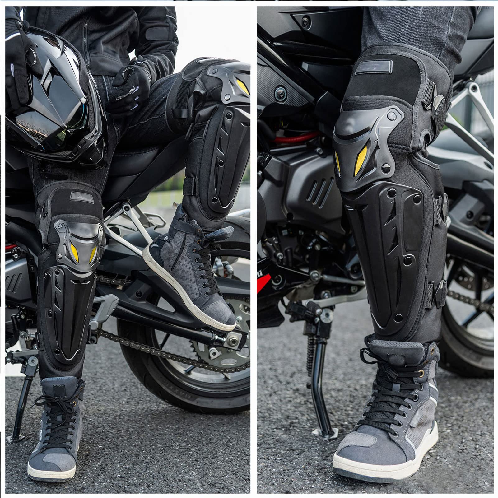 Motorcycle Knee & Elbow Pads Set - 4PC Motocross Racing Protective Gear for Outdoor Sports, Winter Windproof Safety Guards - Ideal for Dirt Bike Riding, MX Racing & Adventure Motorcycling