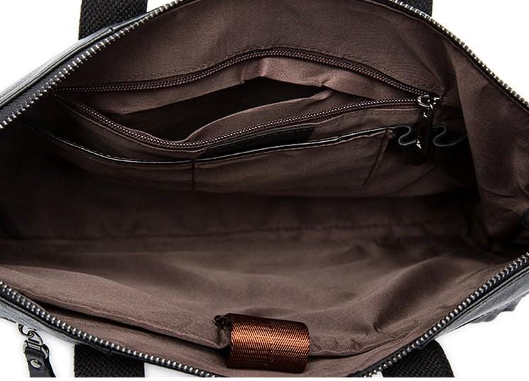 Premium Black Leather Messenger Bag for Men & Women - Stylish Laptop Briefcase for Work, Travel & Business (Fits 15.6