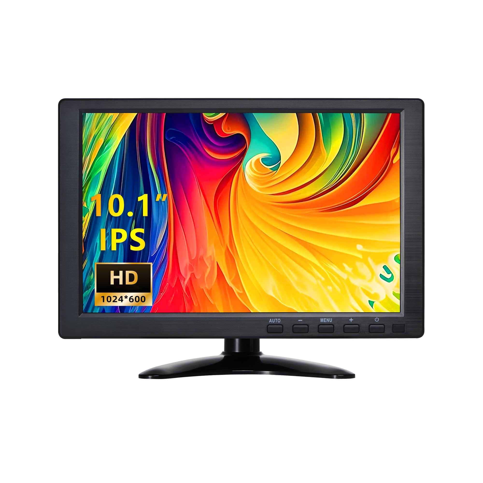 10.1 Inch Portable CCTV Monitor - 1024x600 IPS Screen with Built-in Speakers, Stand & Remote - HDMI/VGA/BNC/USB Inputs for Security Cameras, Xbox, PC - Ideal for Home Surveillance & Gaming Setup