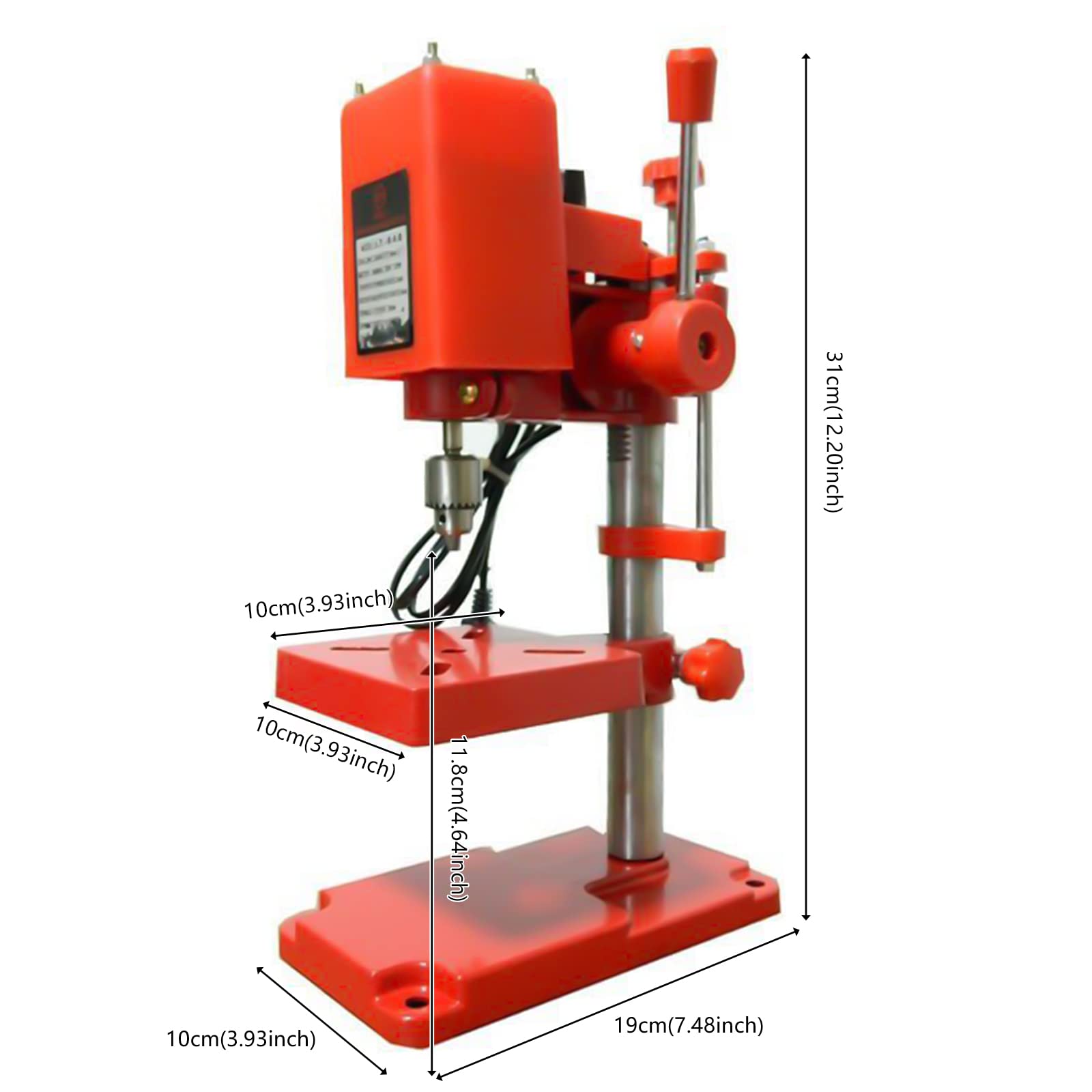 110V 120W Mini Benchtop Drill Press Machine - Portable Stepless Speed High Precision DIY Drill Press Tool for Woodworking, Metalworking, Jewelry Making & Model Building (Orange)