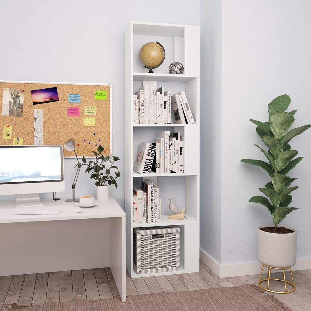 vidaXL White Book Cabinet Room Divider - Freestanding Decorative Storage Shelf for Home, Office & Bedroom | Bookshelf Organizer 17.7