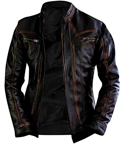 Distressed Black Real Leather