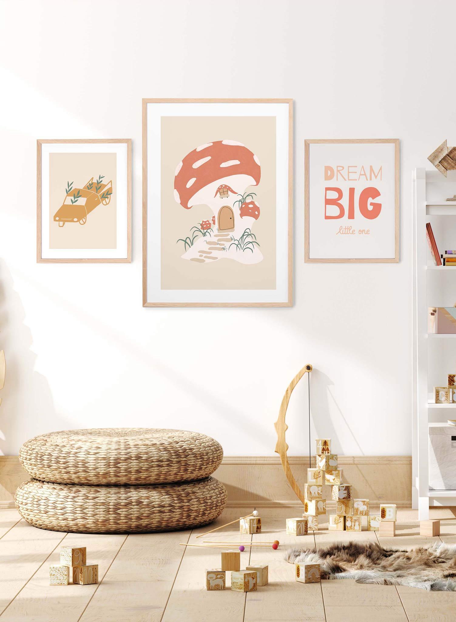 Whimsical Mushroom House Poster - Fantasy Fairy Tale Wall Art Decor for Kids Room, Nursery, or Playroom - Perfect for Bedroom, Living Room & Gift Ideas