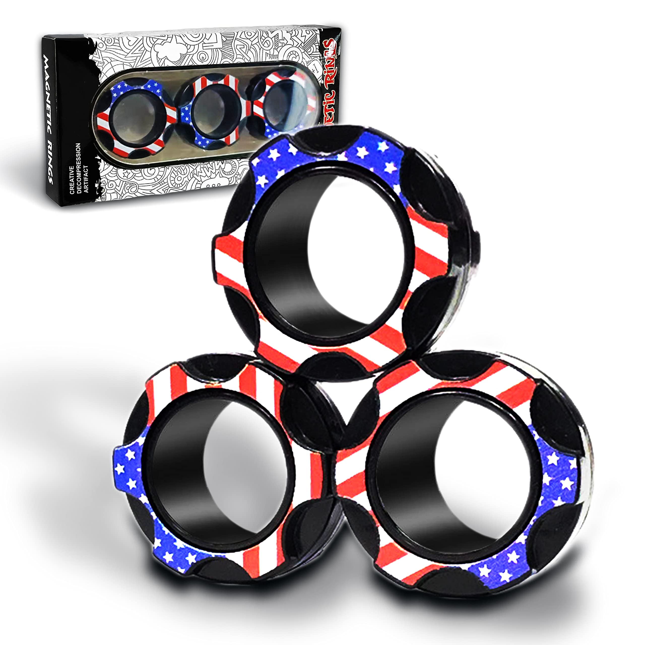 Dr.Kbder Magnetic Fidget Rings - Stress Relief Sensory Toys for Adults & Kids with ADHD, Anxiety - Fun Fidget Spinner Magnet Toys for Boys Girls 6-12 Years Old - Perfect Birthday Gift, Classroom, Office & Travel Stress Relief Tool