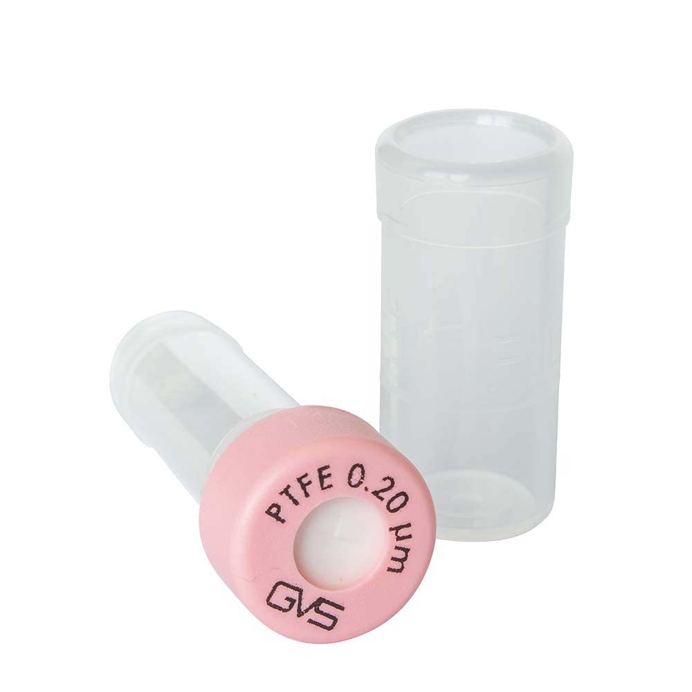 GVS Syringeless Filter Vial with PTFE Membrane, 0.2 Micron Pore Size - Pack of 100 for Laboratory Sample Preparation and Sterile Filtration