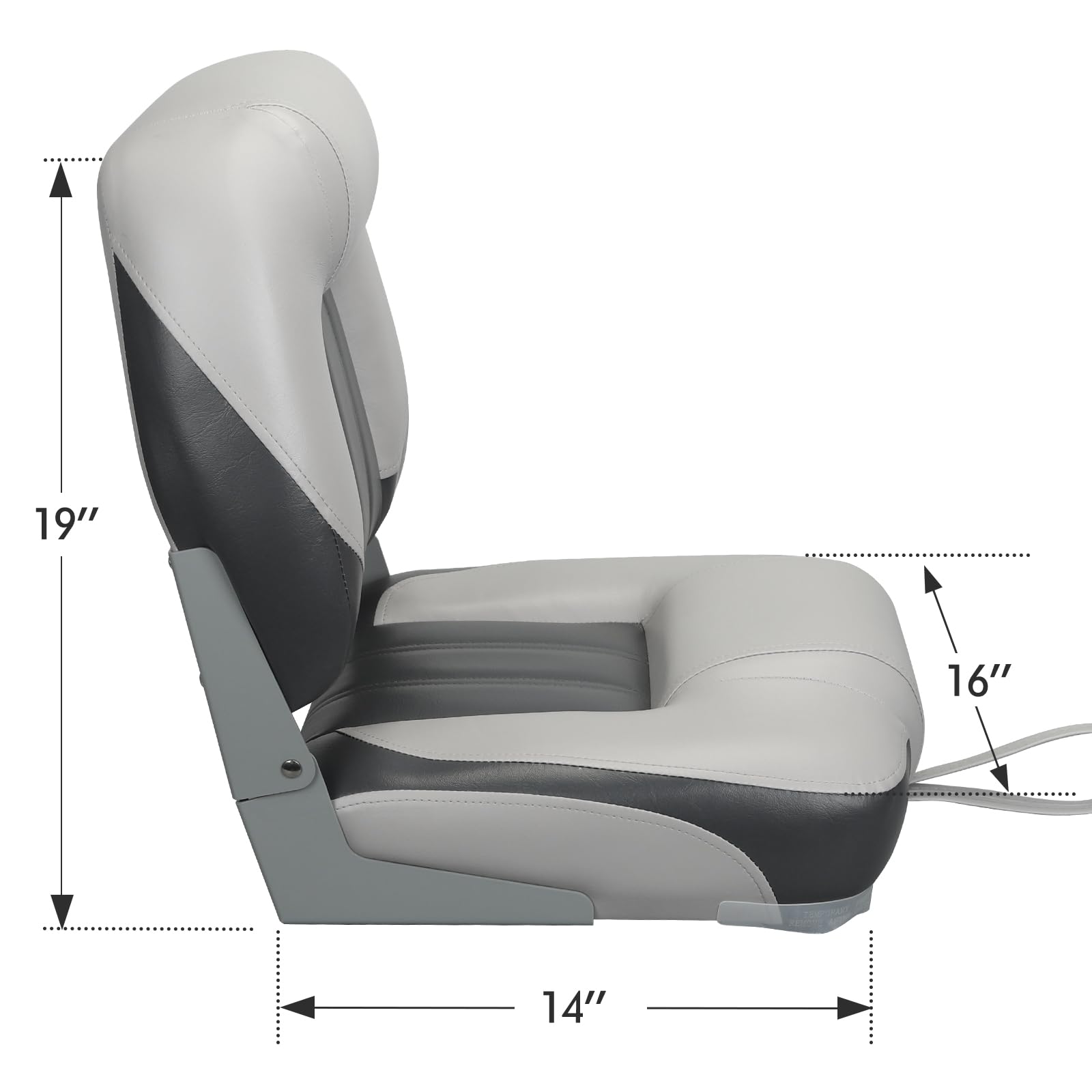 Premium Low Back Folding Boat Seats - 2 Pack Charcoal/Light Gray - Comfortable & Durable Fishing Boat Chairs for Pontoon, Bass Boats & Kayaks
